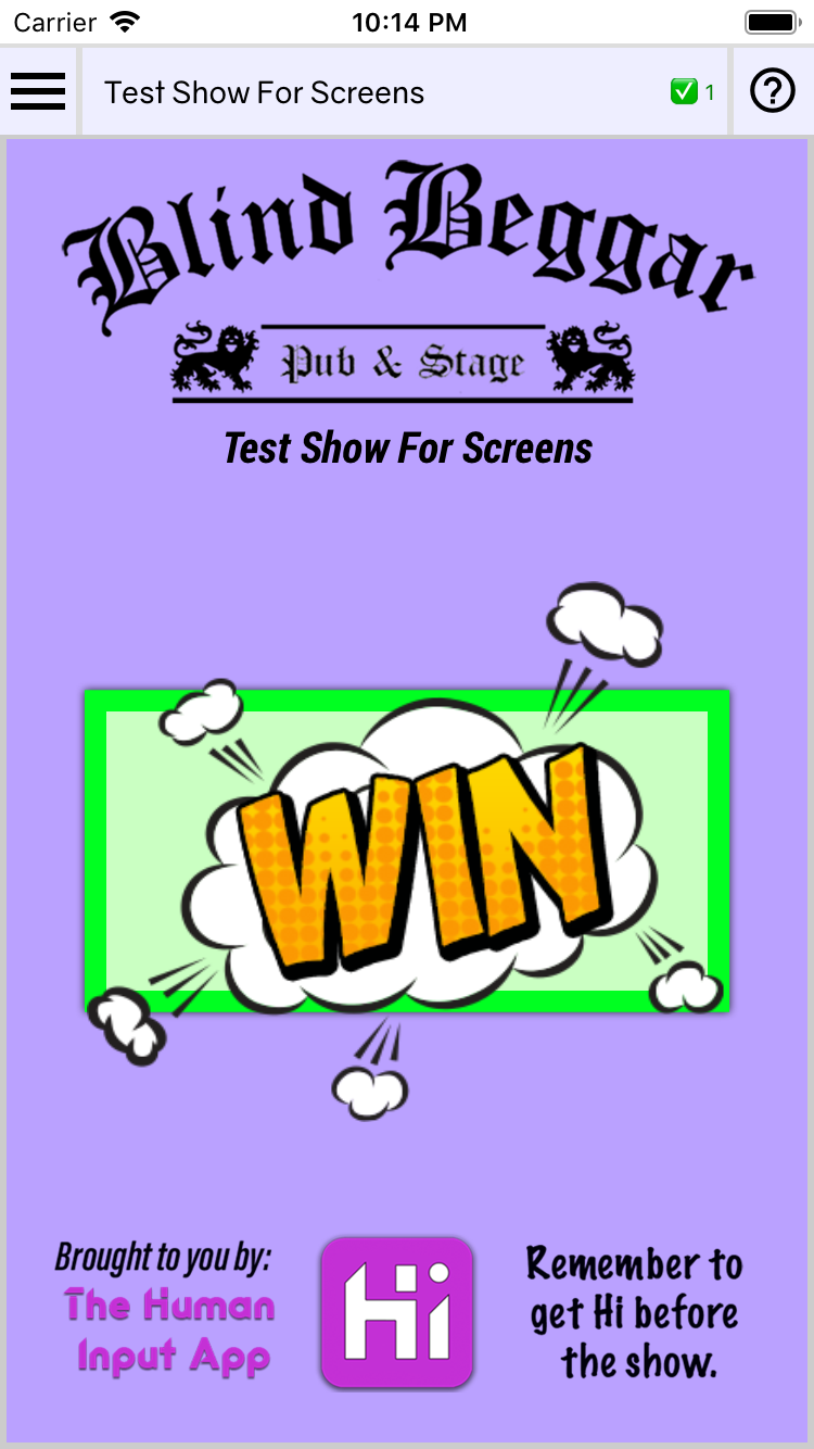 Human Input mobile app draw win screen