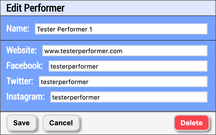 Human Input edit performer form
