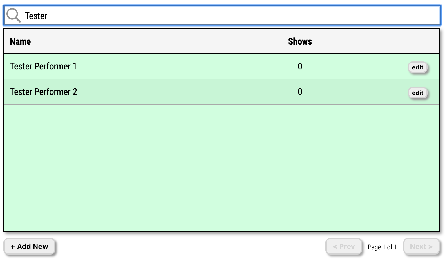 Human Input search performers interface