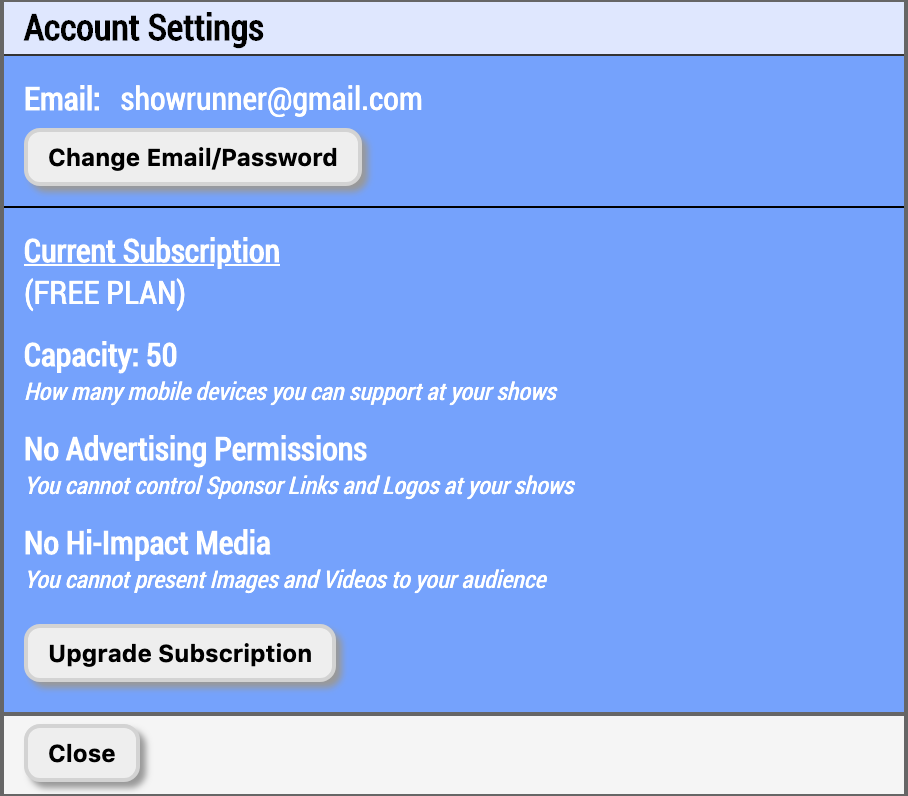 Human Input account settings popup