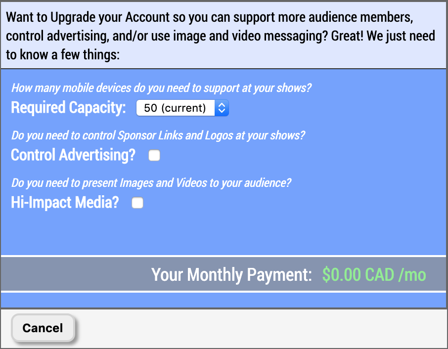 Human Input upgrade account options