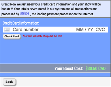 Human Input boost show credit card entry