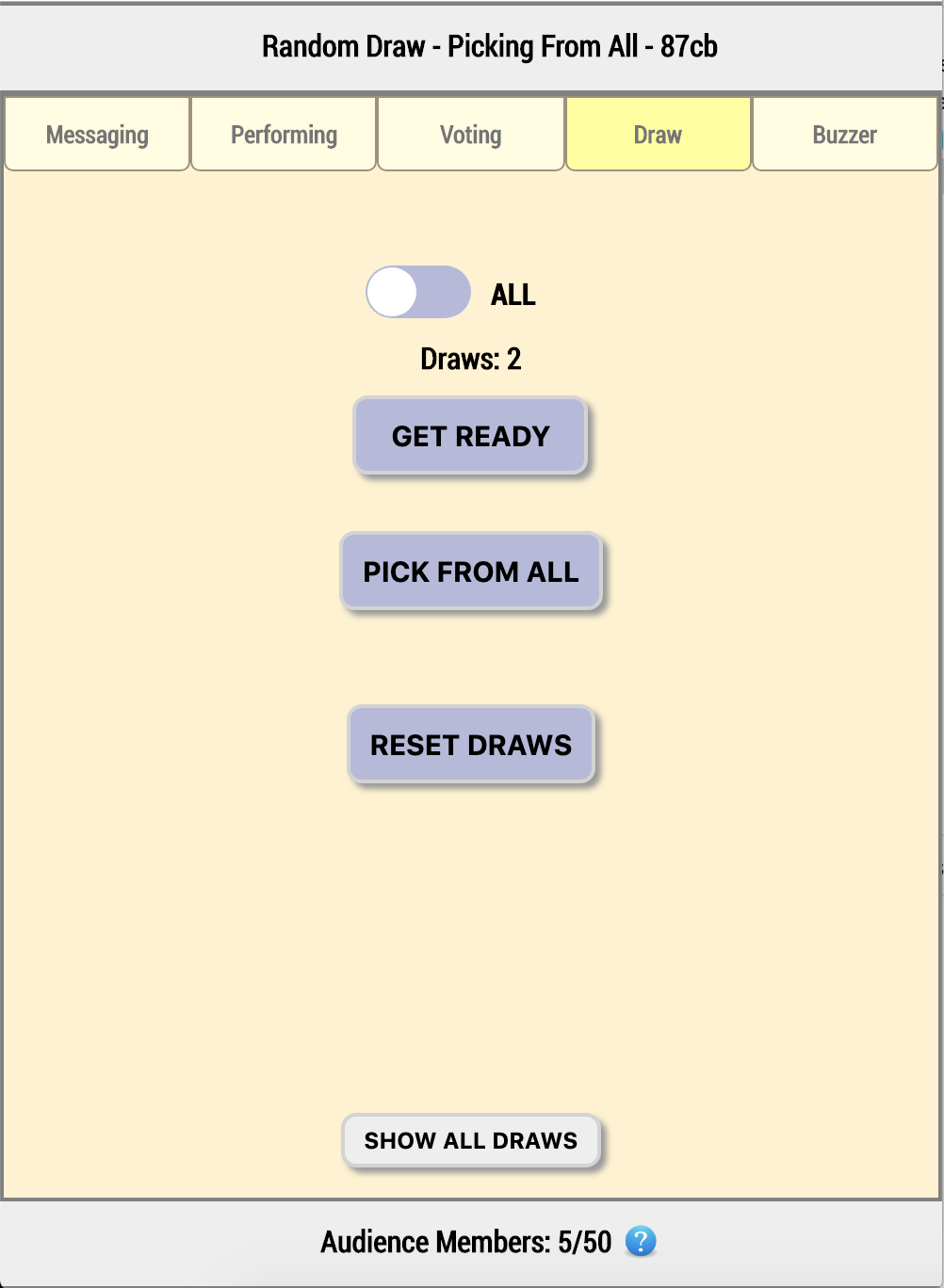 Human Input run show – picking draw winner